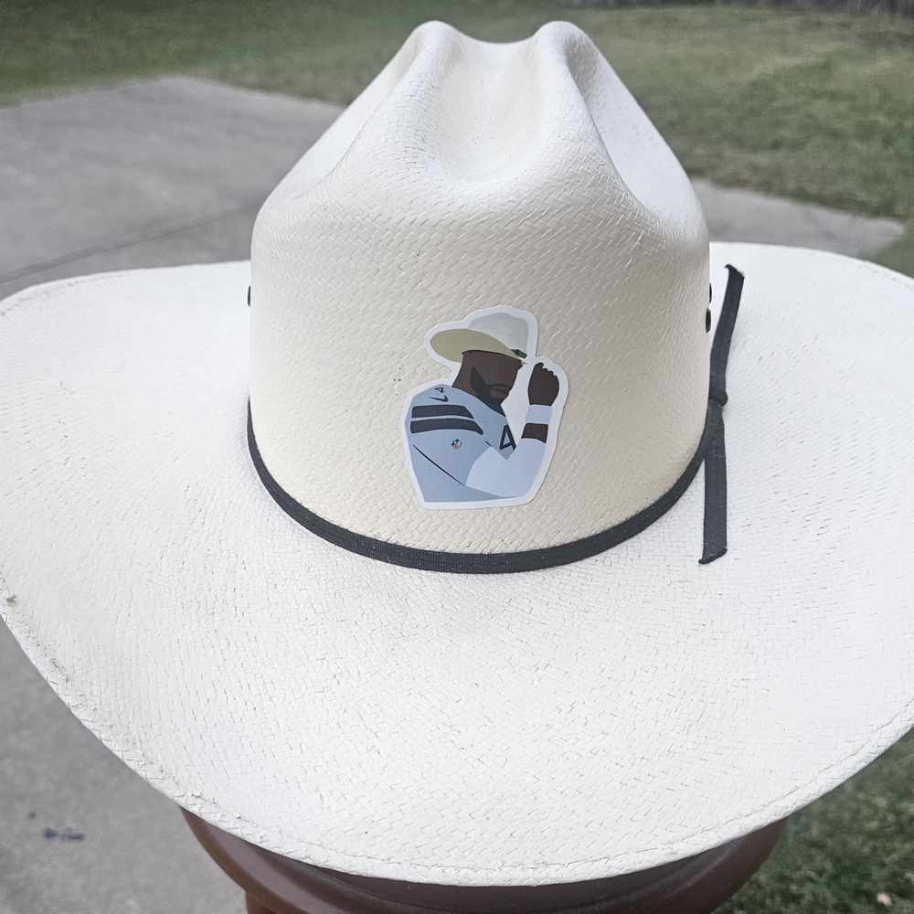The Here We Go Custom Dak Edition, Stylish Cream Cowboy Hat with Black Band